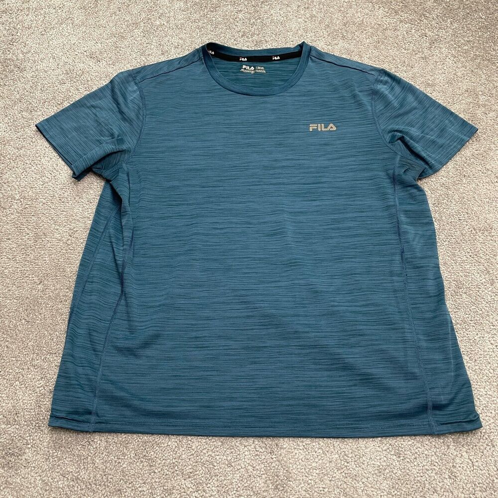 Fila Active T-Shirt Mens Large Heather Blue Crew Neck Short Sleeve Athletic Tee